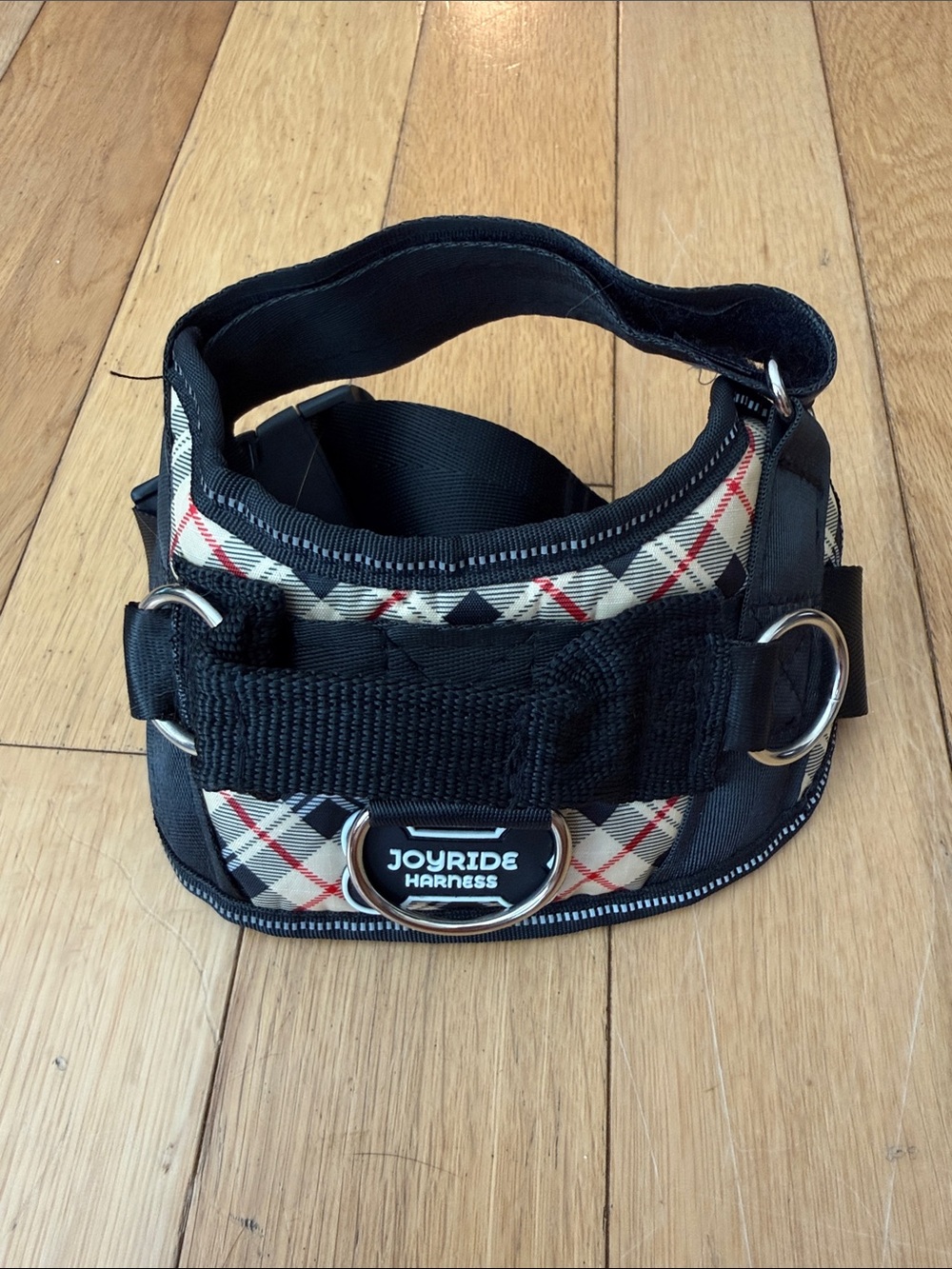 Dog Harness in Black Plaid - Supportive No-Pull Vest with reflective strip